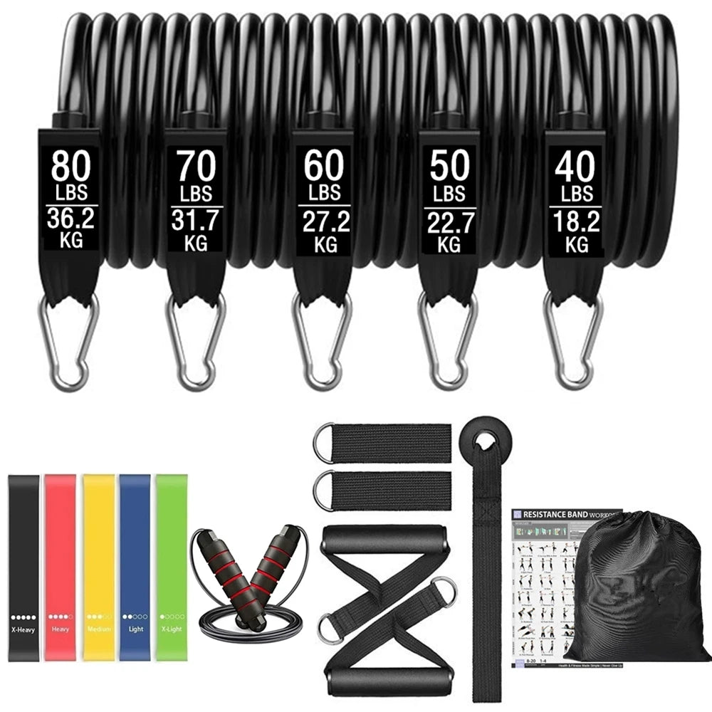 Workout Bar Resistance Bands Set – Pilates, Yoga & Home Gym Training Equipment