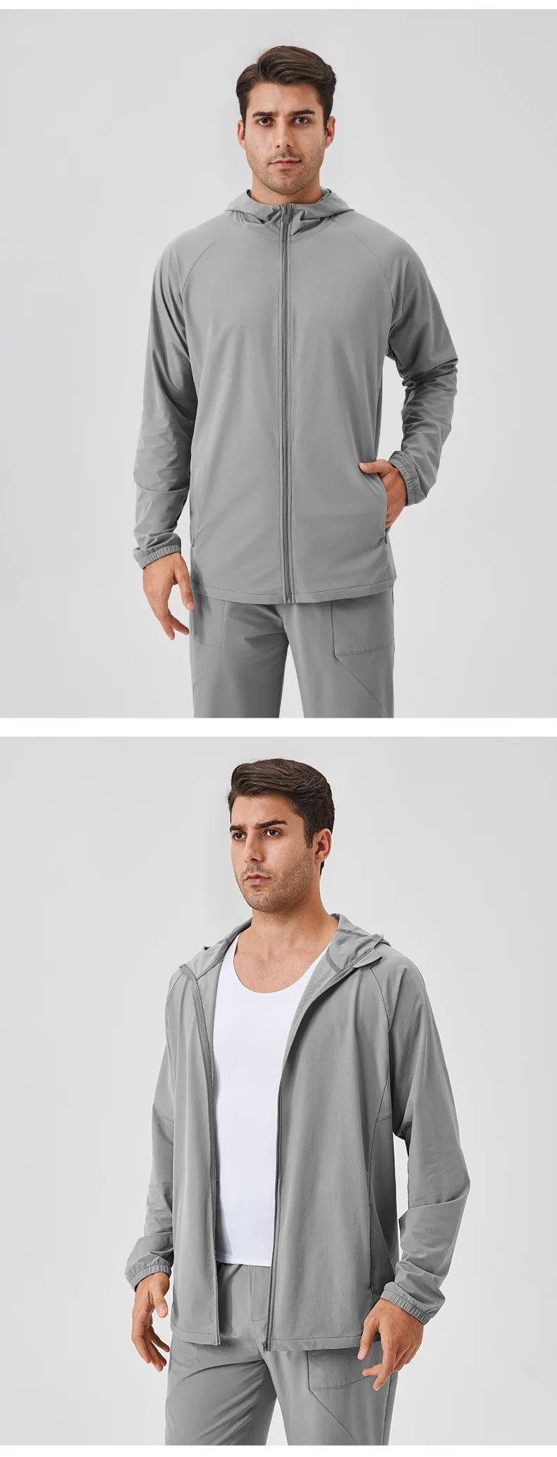 Men's Fitness Hoodie Long Sleeve Sport T-Shirt – Quick-Dry Slim Fit Gym & Running Top