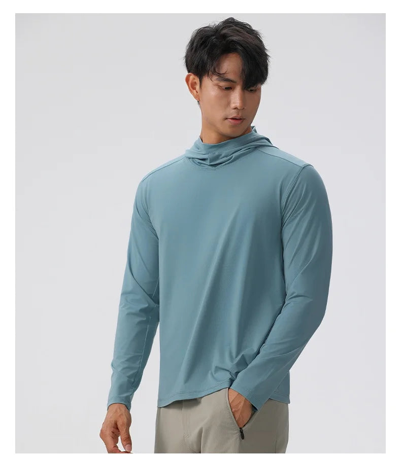 Men's Compression Hooded Long Sleeve Fitness T-Shirt – Running, Gym & Workout Performance Top