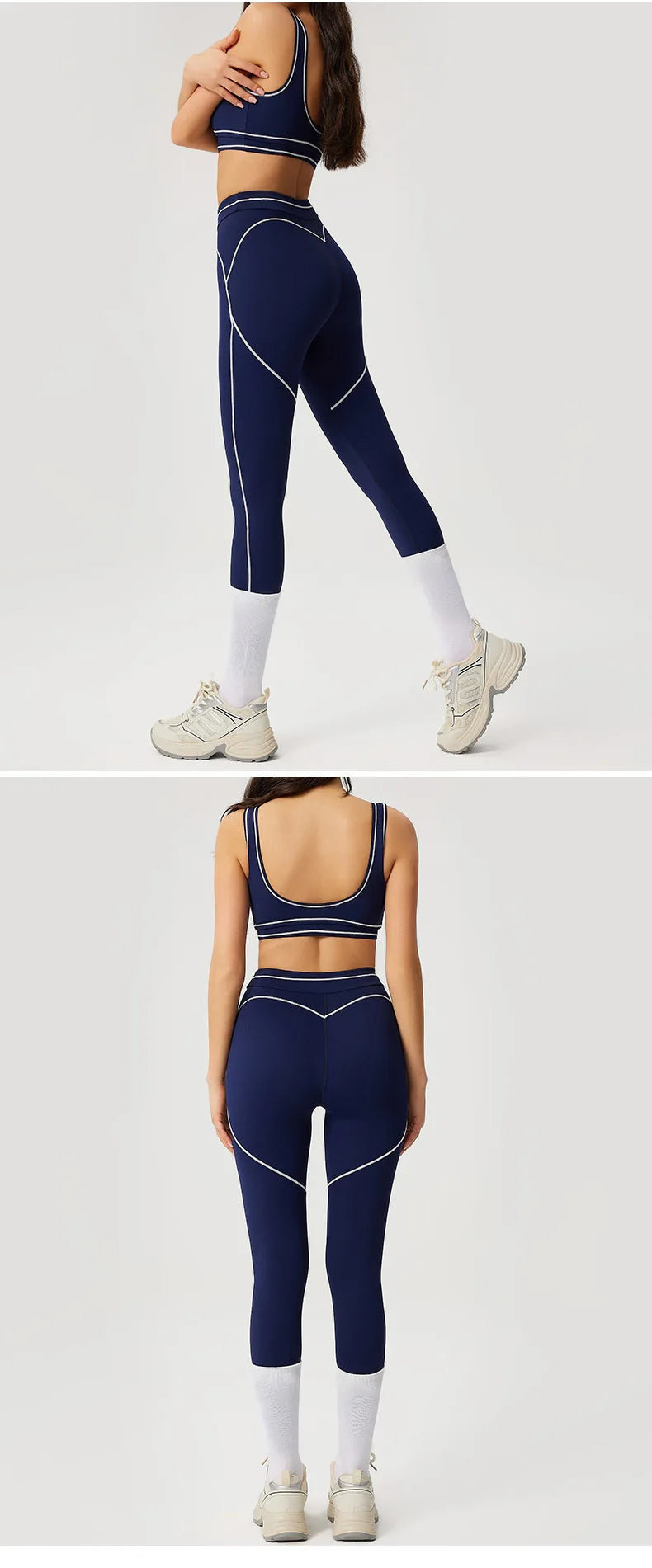 2pcs Women's Gym Sport Set Push up Yoga Pants Hollow Back High Waisted Leggings Fitness Bra Workout Quick Dry Breathable Sportswear