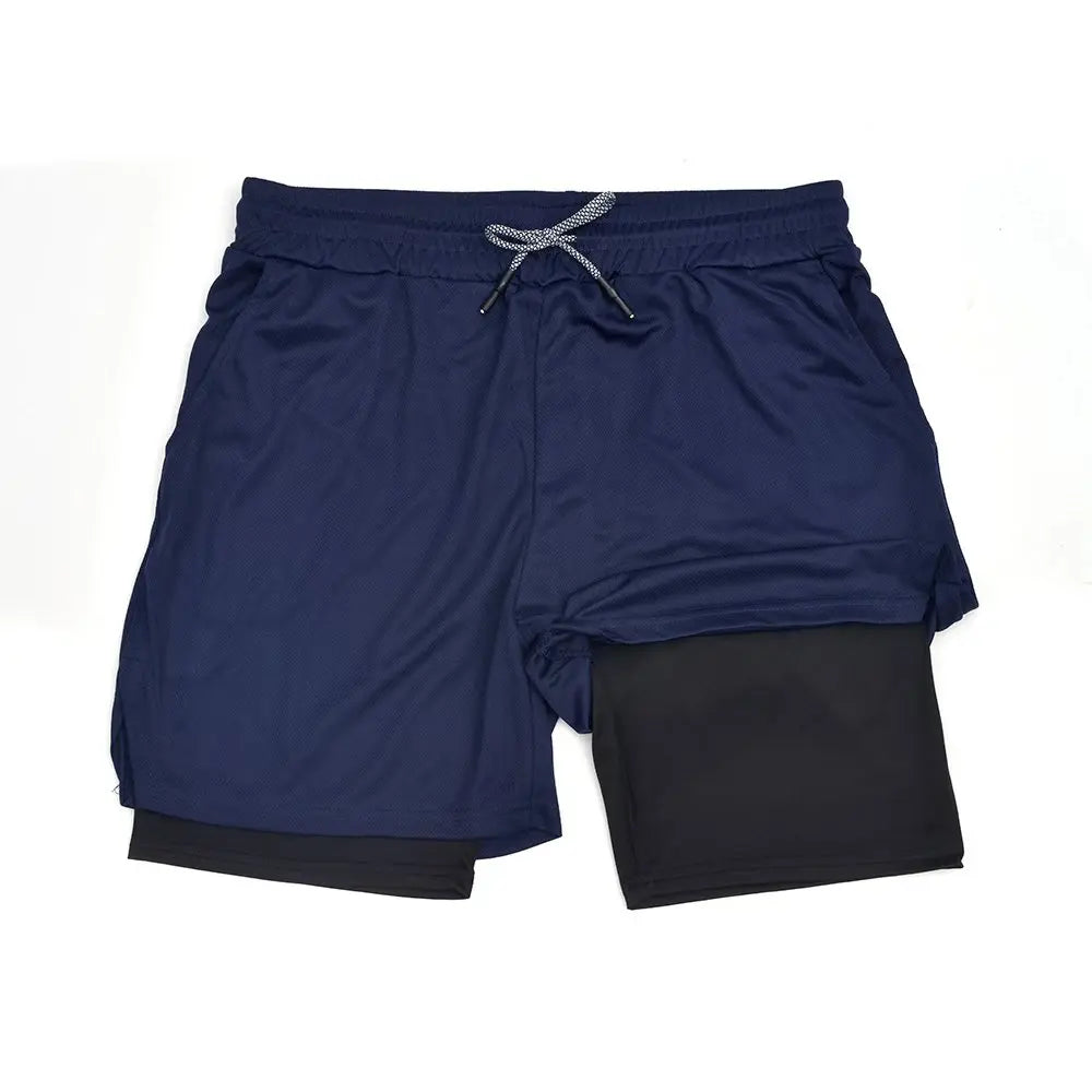 Men’s 2-in-1 Double Layer Fitness Shorts – Quick Dry Gym & Running Short