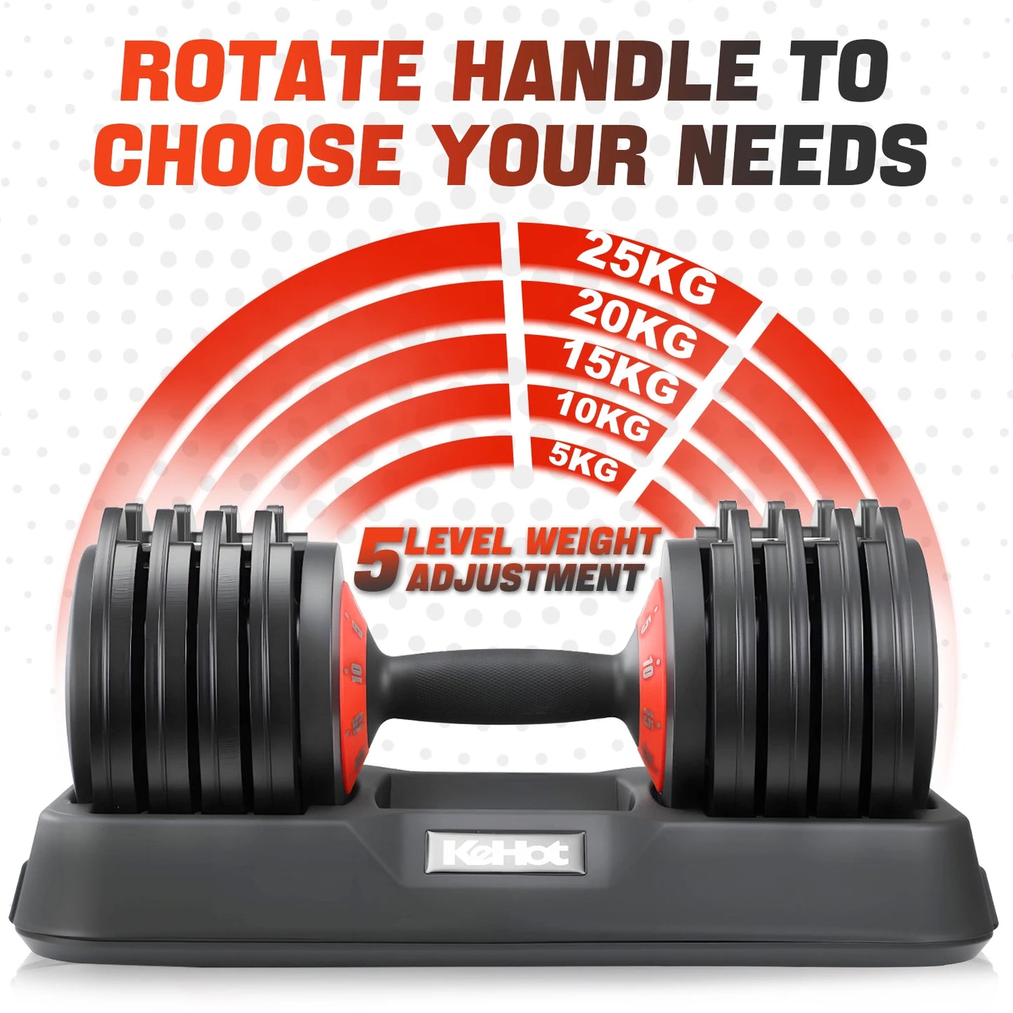 Adjustable All-in-One Dumbbell – 5-Level One-Touch Weight Adjustment