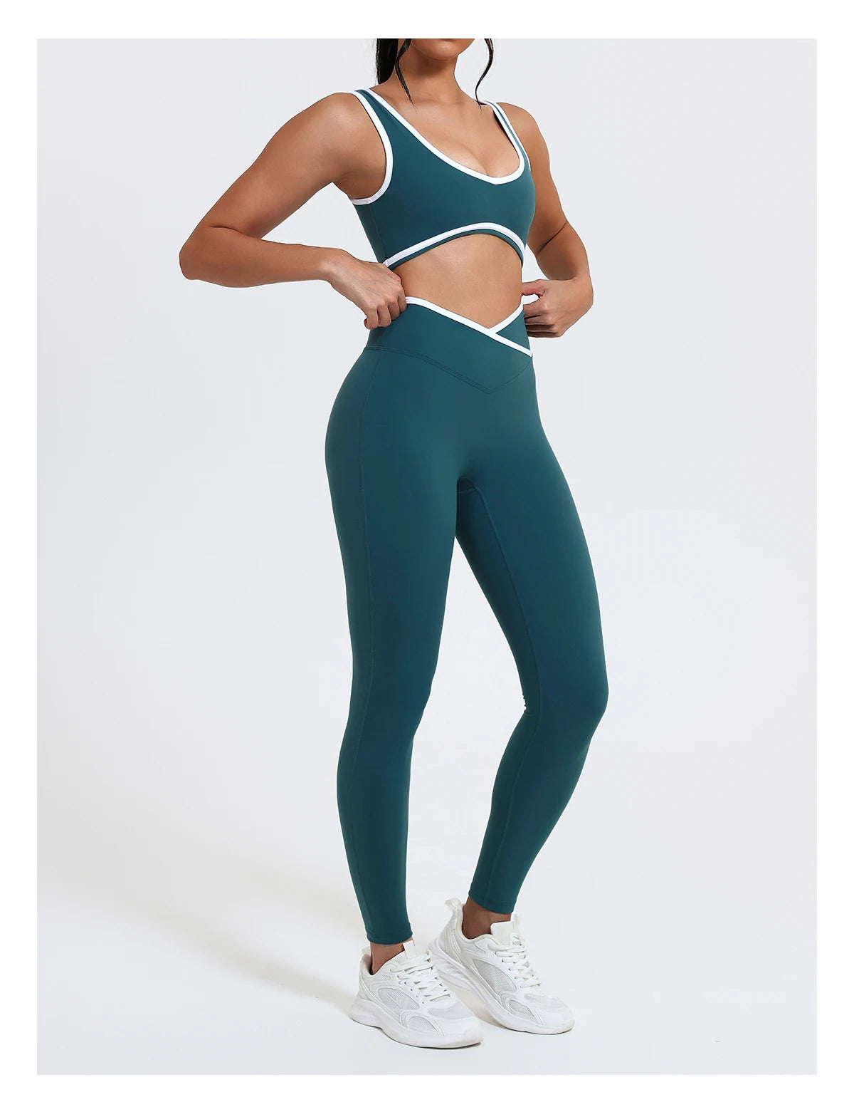 Women's 2-Piece Yoga Set – Sports Bra with Padded Cups & High-Waisted Cross-Back Leggings