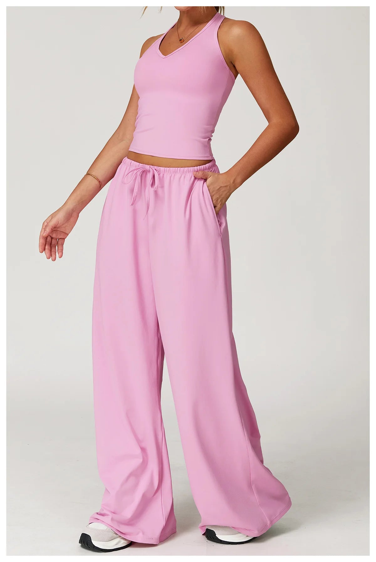 Yoga Pants Brushed Sports Pants Women's Hanging Wide Leg Loose Casual Pants Sports Running Fitness Elastic Drawstring Pants