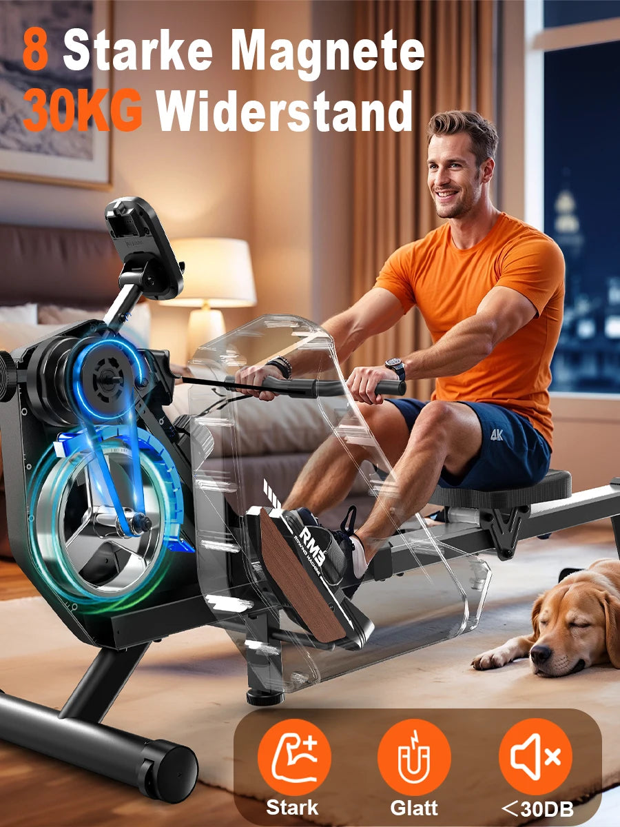MettleMatic RM3 Foldable Rowing Machine – Magnetic Resistance Home Cardio Trainer