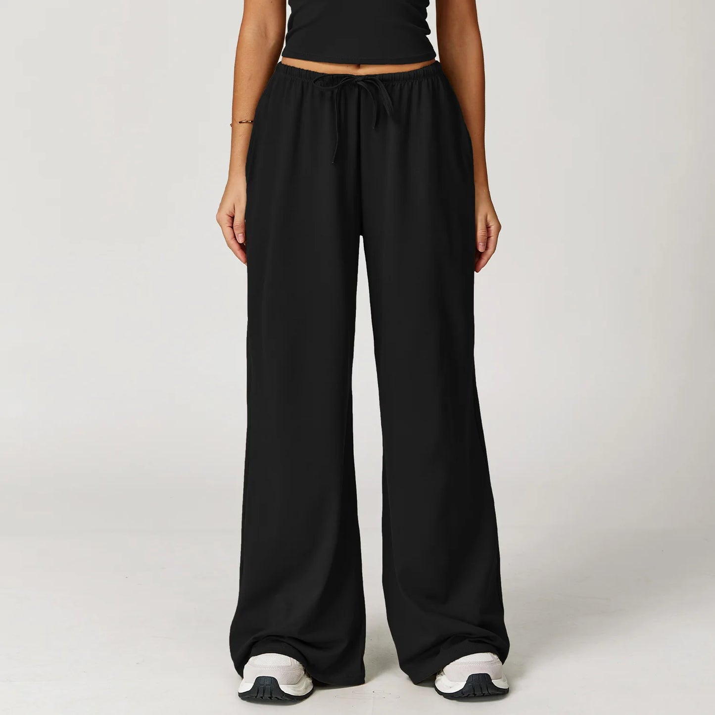 Yoga Pants Brushed Sports Pants Women's Hanging Wide Leg Loose Casual Pants Sports Running Fitness Elastic Drawstring Pants