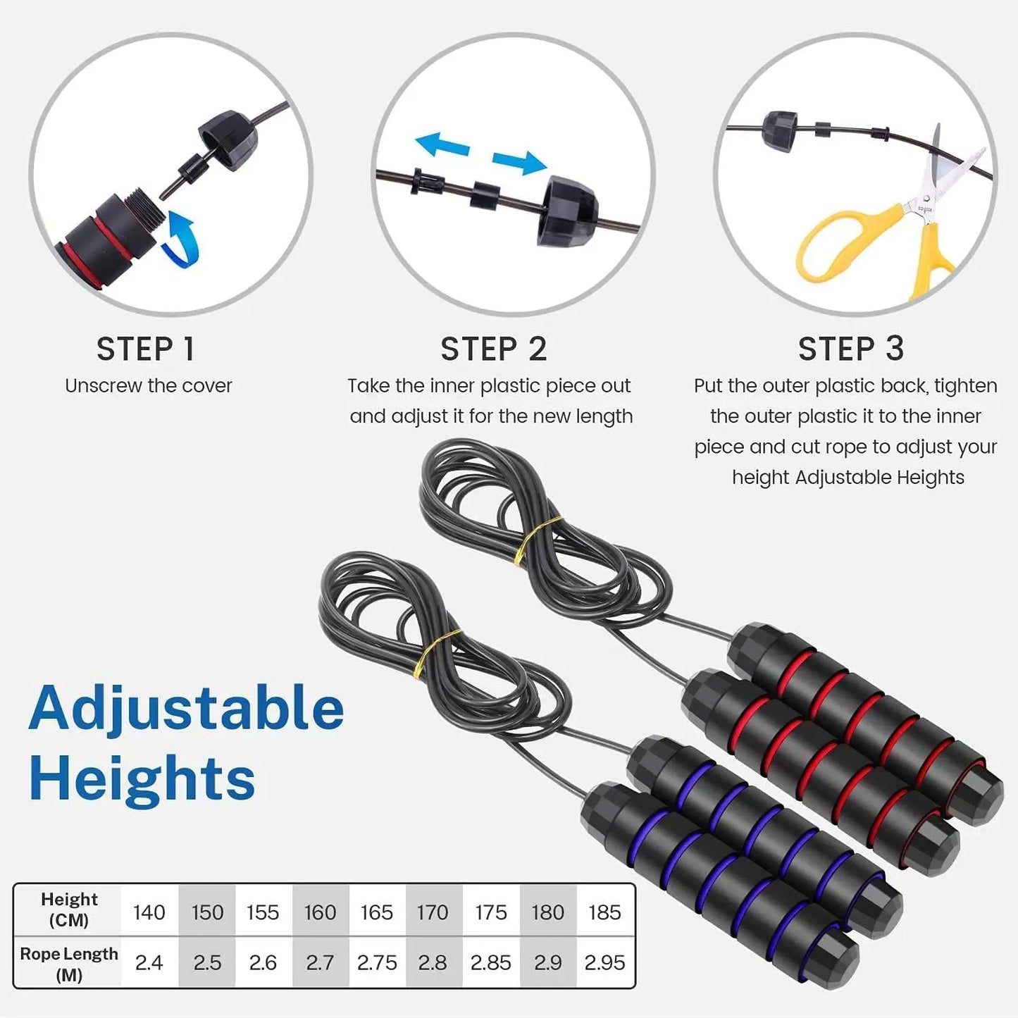 Adjustable Speed Jump Rope with Ball Bearings – Tangle-Free Fitness Skipping Rope