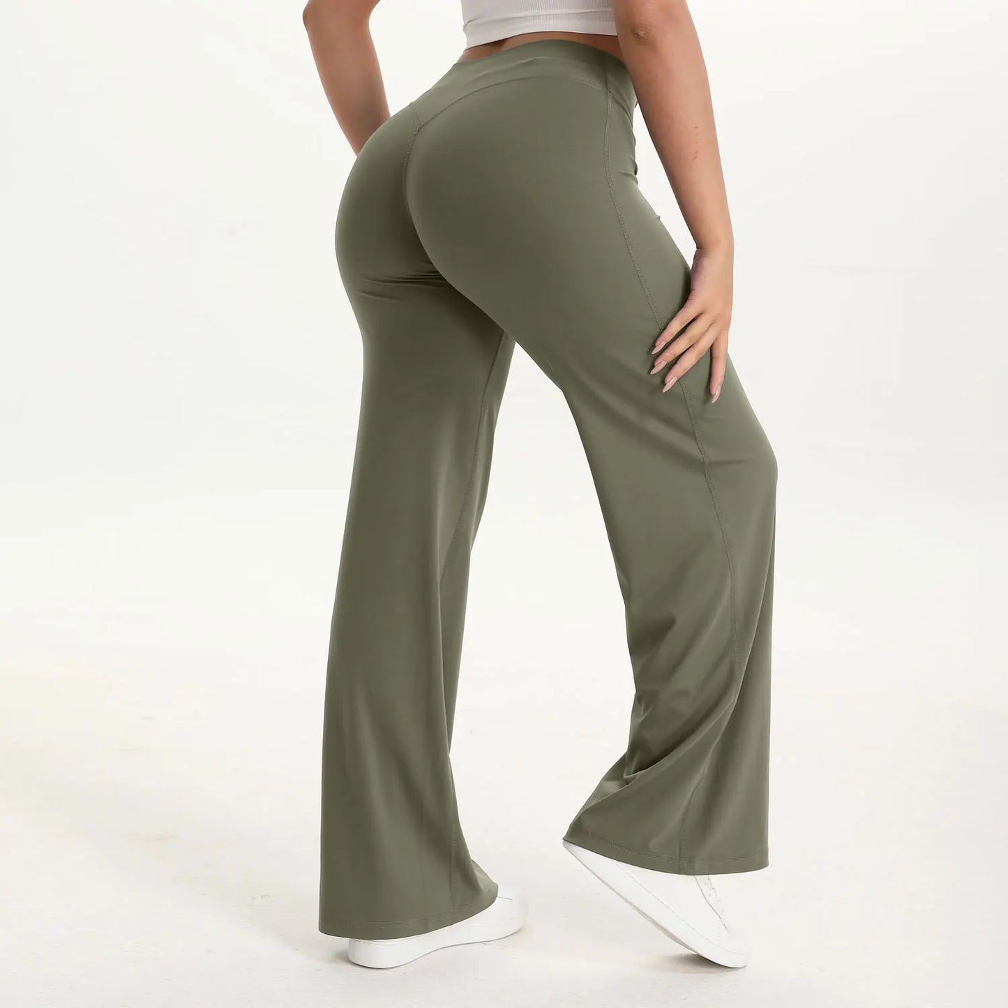 NCLAGEN SoftMotion Women’s Straight Leg Yoga Pants – Mid-Waist Gym & Pilates Leggings