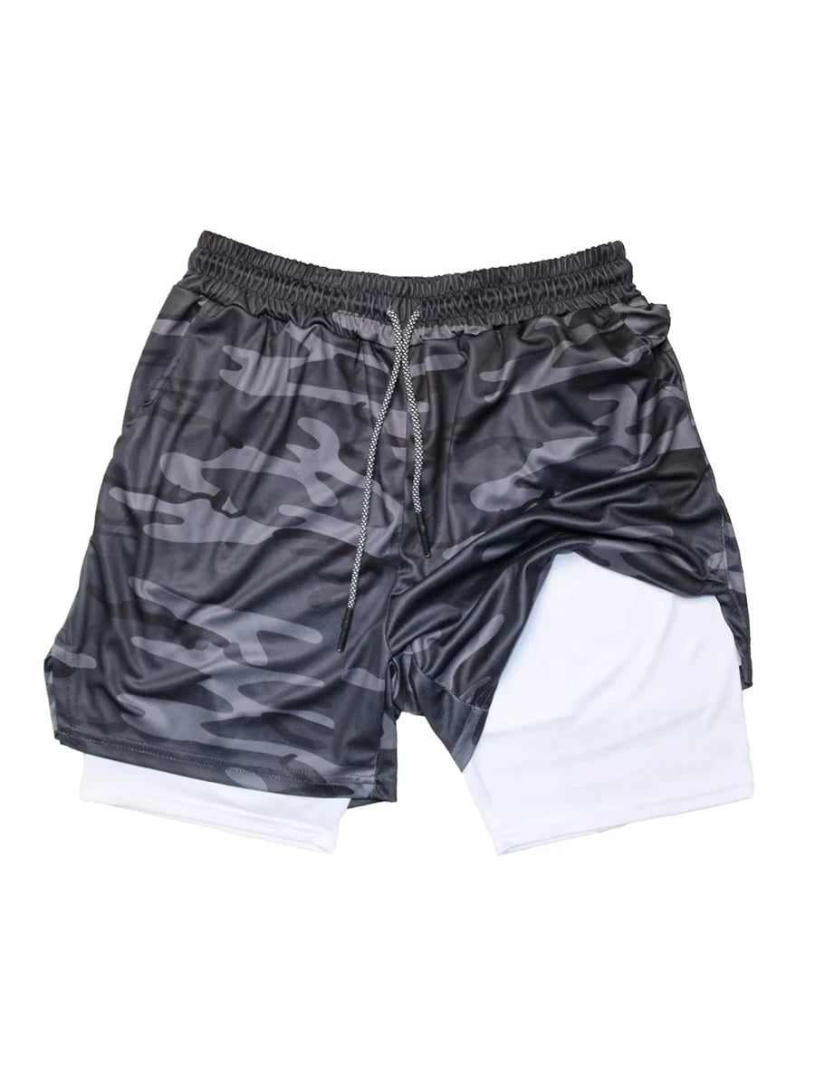 Men’s 2-in-1 Double Layer Fitness Shorts – Quick Dry Gym & Running Short