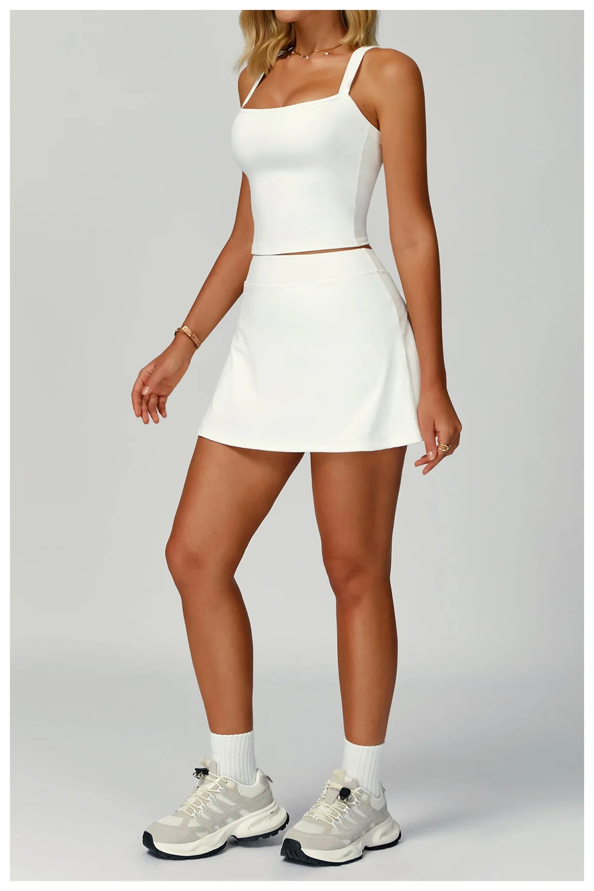 Women's Sexy Tracksuit Yoga Set 2 Pieces High Waist Sport Bra Sleeveless Skirt Gym Fitness Workout Suit Breathable Anti-Wrinkle