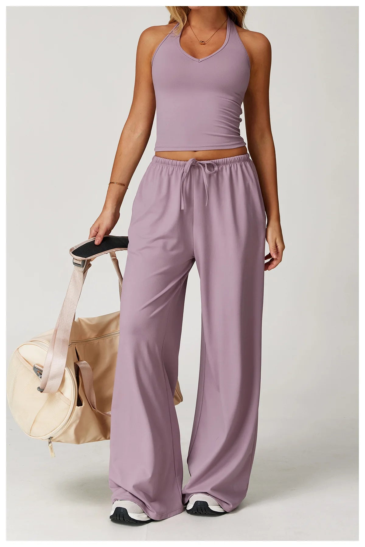 Yoga Pants Brushed Sports Pants Women's Hanging Wide Leg Loose Casual Pants Sports Running Fitness Elastic Drawstring Pants