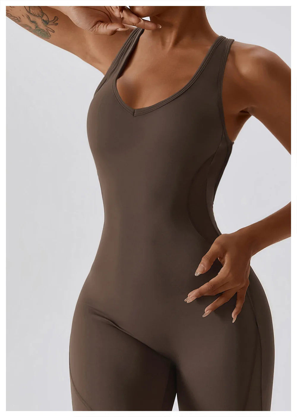 Women’s Solid Yoga Jumpsuit – One Piece Butt-Lifting Fitness Bodysuit