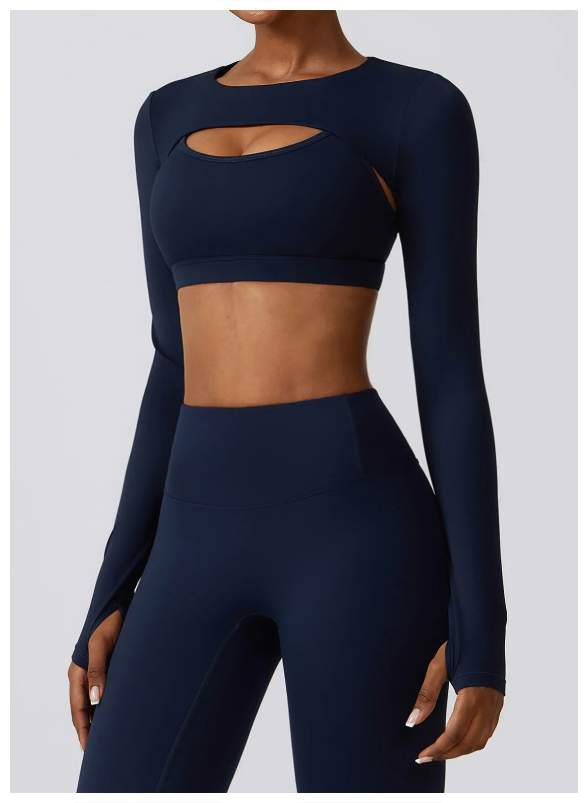 Women's Sportswear Yoga Set Seamless Fitness Bra Crop Top Long Sleeve Workout Clothes Athletic Wear Gym Legging for Running Fitness