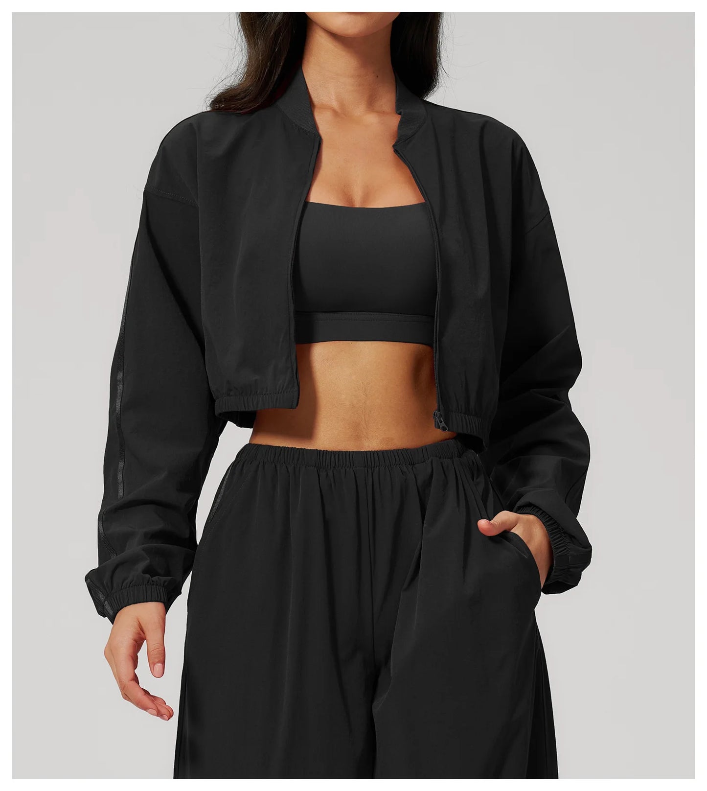 Women's UPF 50+ Sun Protection Jacket – Cropped Sports Fitness & Yoga Jacket
