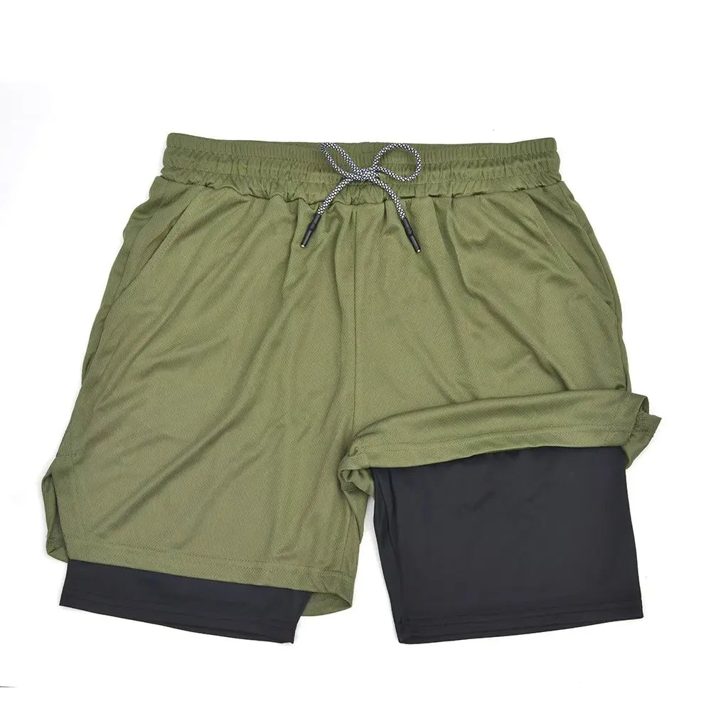 Men’s 2-in-1 Double Layer Fitness Shorts – Quick Dry Gym & Running Short