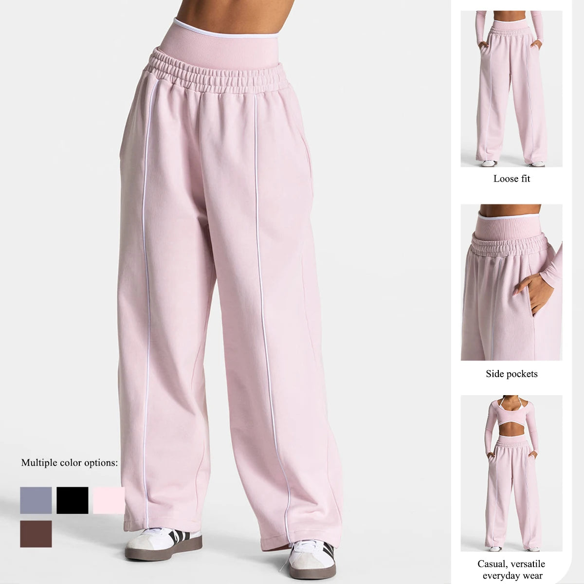 Women’s High Waist Yoga Pants – Wide Leg Casual Sports & Gym Trousers
