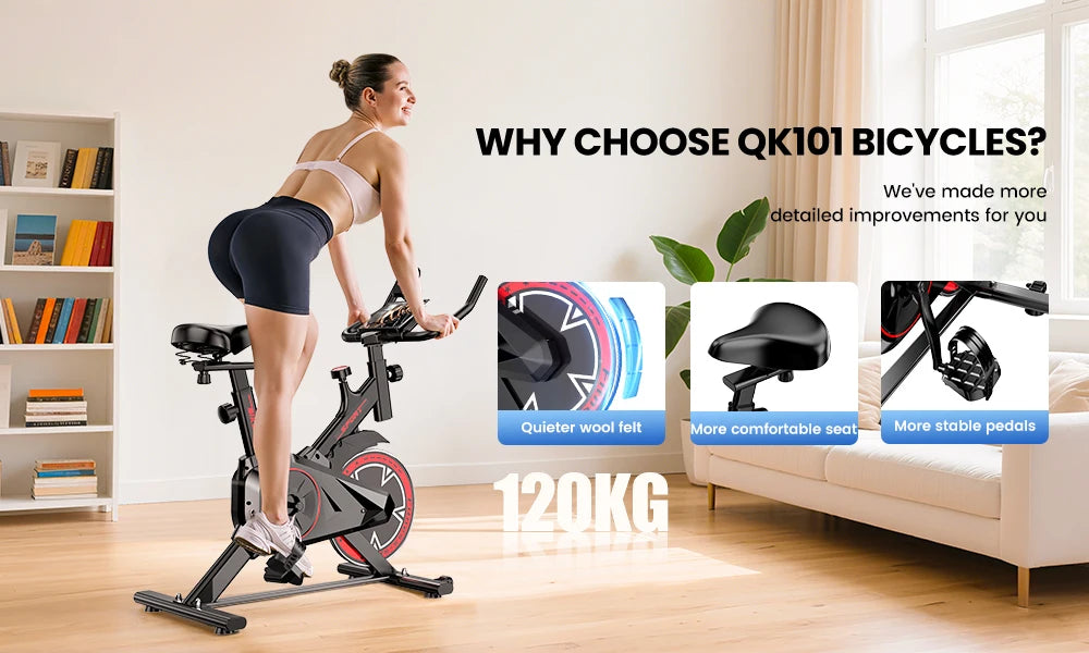 Indoor Spin Bike – Quiet Belt Drive Home Cardio Trainer