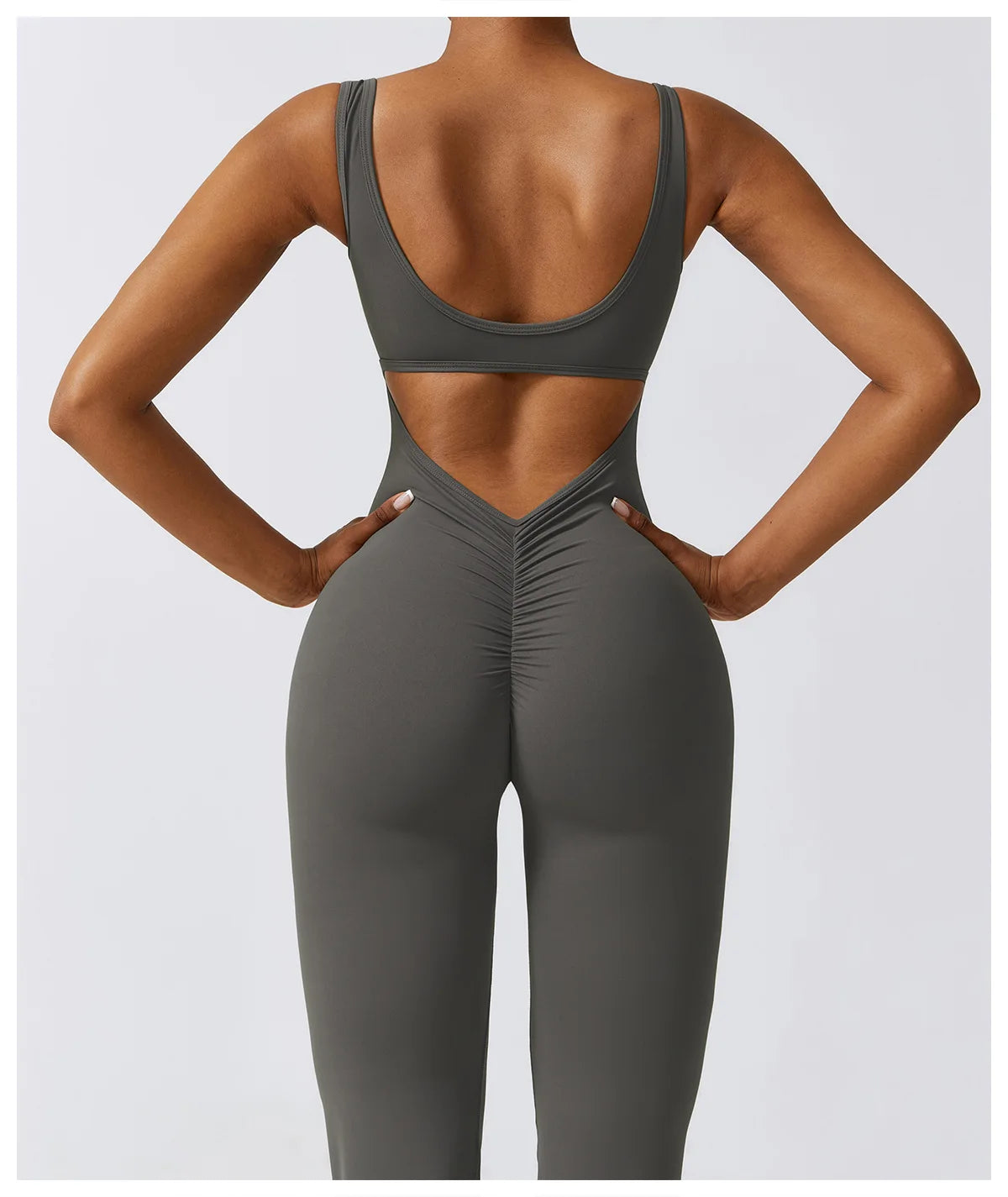 Women’s Fitness Yoga Jumpsuit – Push-Up Stretch Workout Bodysuit