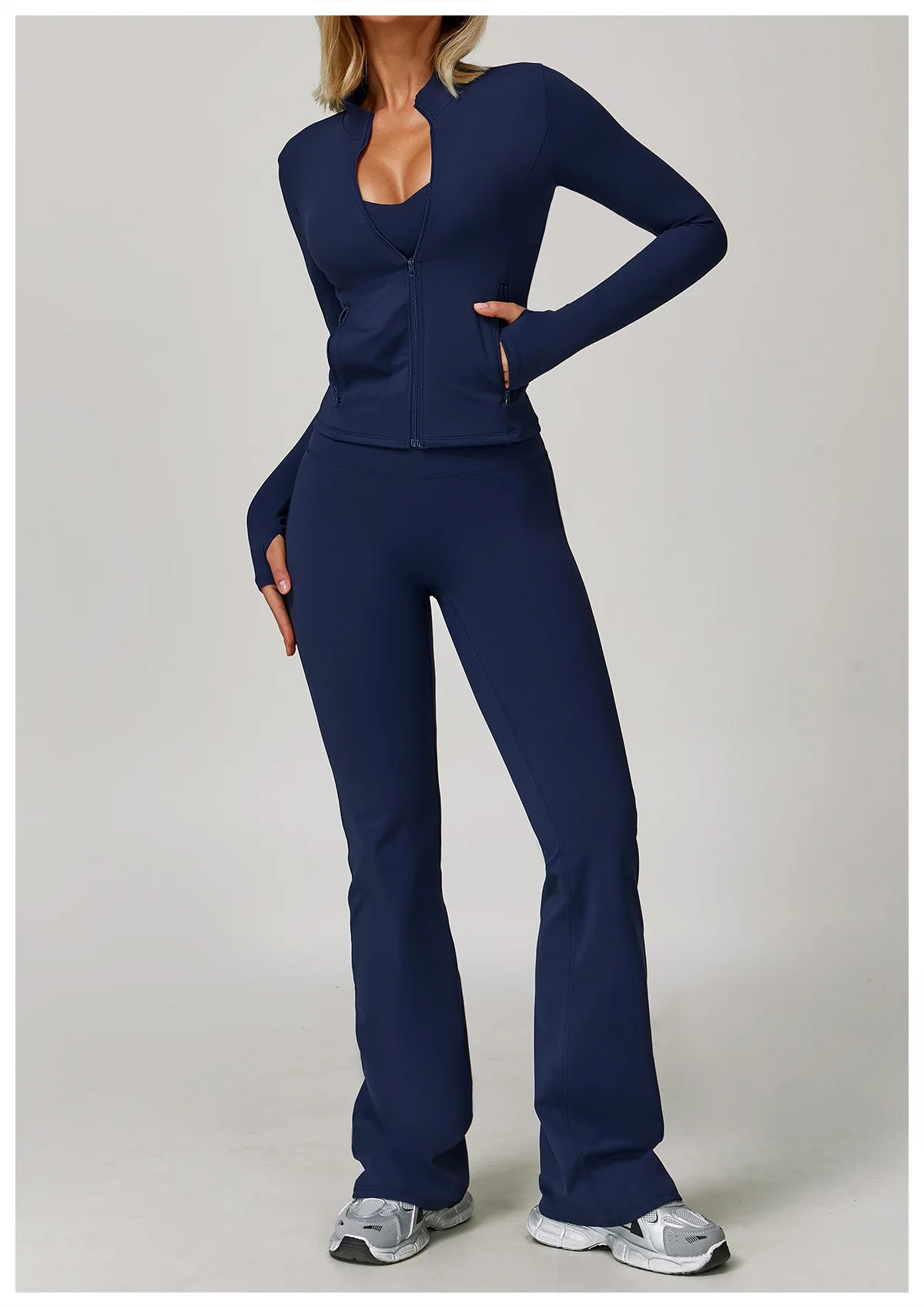 Women's Yoga Sports Set 2/3PCS Gym Workout Tracksuit Long Sleeve Sports Bra Athletic Wear Running Fitness Clothing