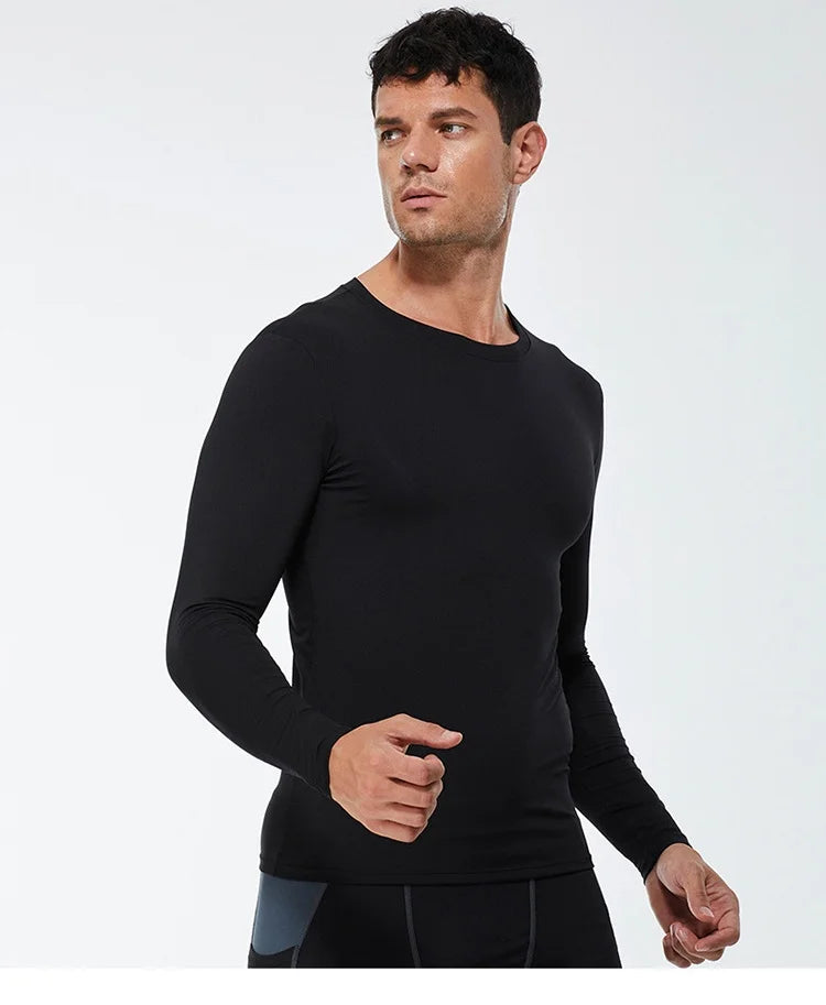Men's Running Quick-Dry Long Sleeve T-Shirt – Slim Fit Gym & Training Sportswear