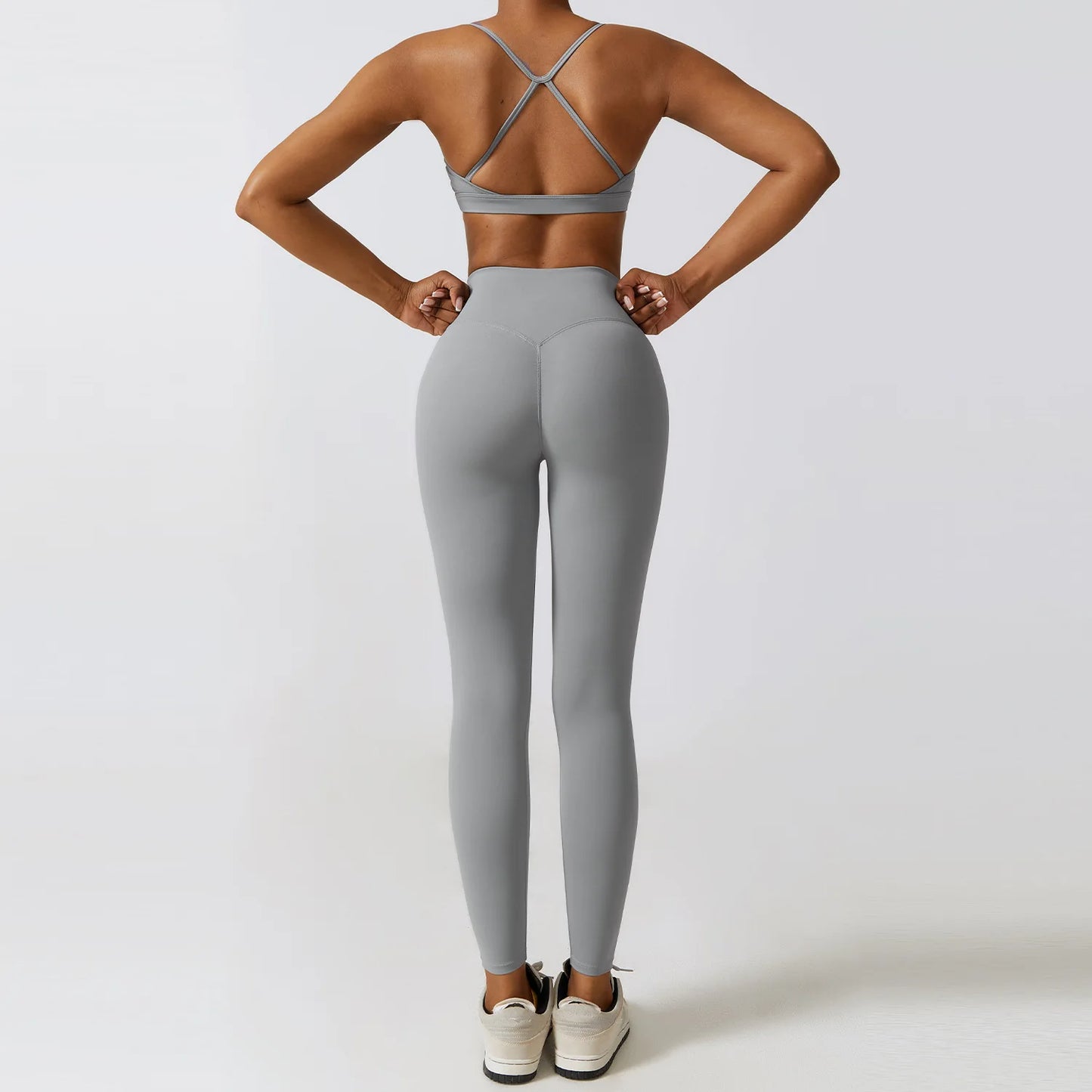 Women's Sportswear Yoga Set Seamless Fitness Bra Crop Top Long Sleeve Workout Clothes Athletic Wear Gym Legging for Running Fitness
