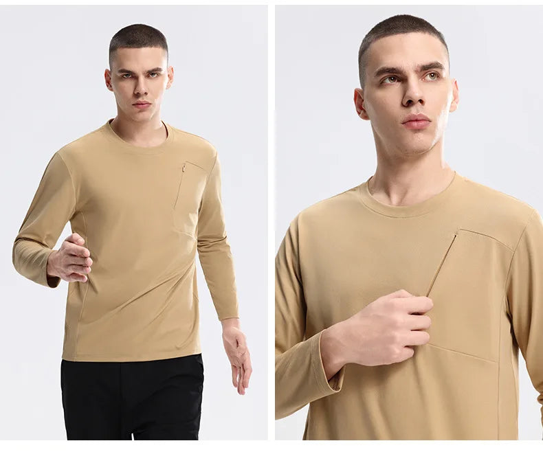 Men's Fitness Long Sleeve T-Shirt – Quick-Dry Breathable Sportswear for Running & Training
