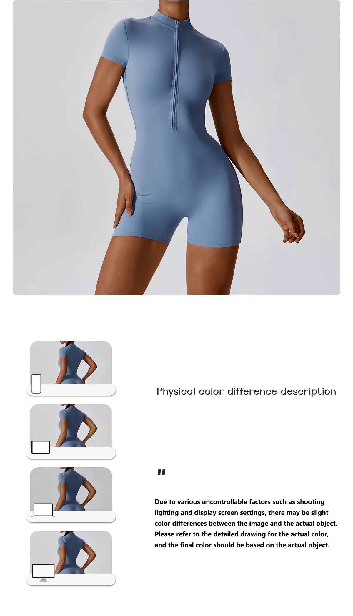 Summer Zipper Yoga Jumpsuit – Women’s Short Sleeve Push-Up Fitness Bodysuit