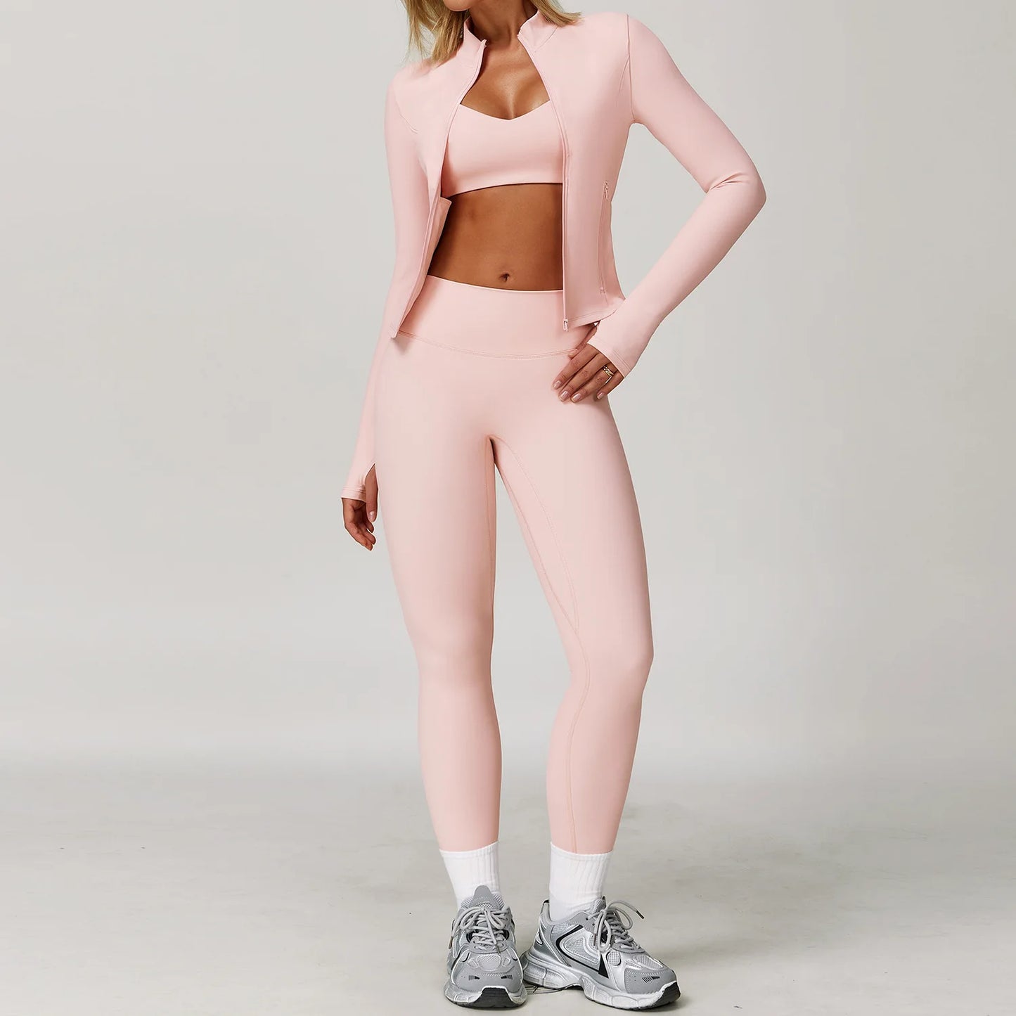 Women's Yoga Sports Set 2/3PCS Gym Workout Tracksuit Long Sleeve Sports Bra Athletic Wear Running Fitness Clothing