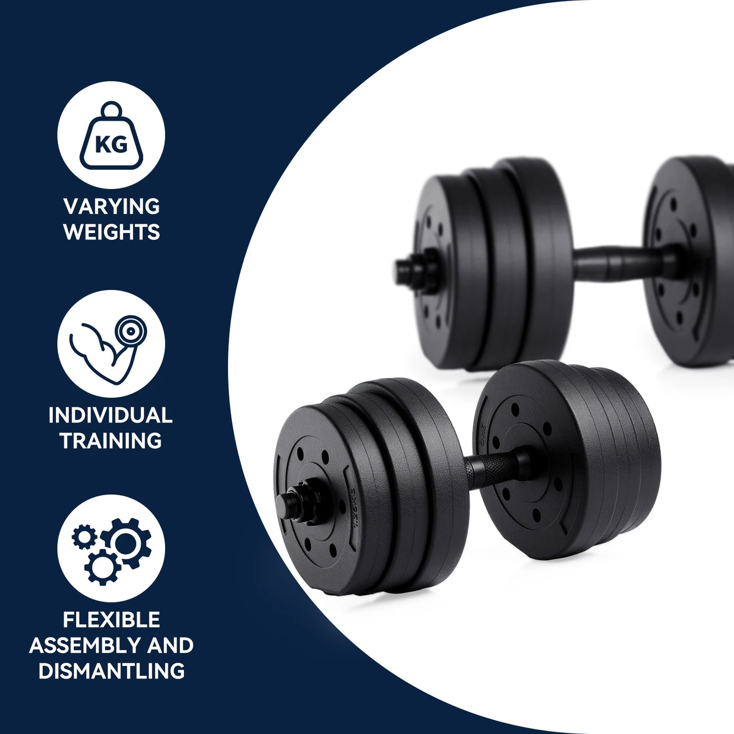 Adjustable Dumbbell Set – 20kg Home Gym Weights for Strength Training