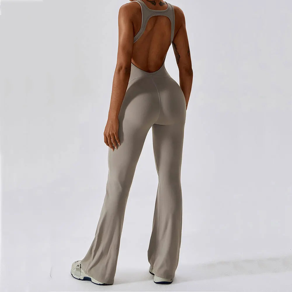 Women’s Solid Yoga Jumpsuit – One Piece Butt-Lifting Fitness Bodysuit
