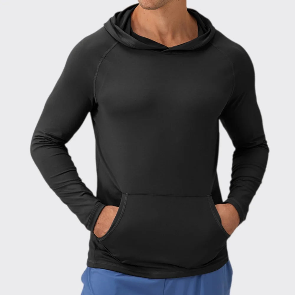 Men's Fitness Hoodie Long Sleeve Sport T-Shirt – Quick-Dry Slim Fit Gym & Running Top