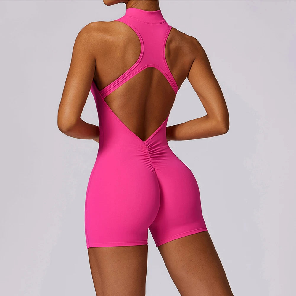 Women’s Zipper Yoga Jumpsuit – Sexy Fitness & Dance Workout Bodysuit
