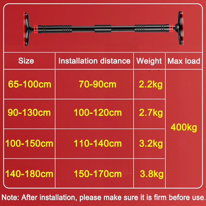 400kg Adjustable Door Pull-Up Bar – Home Gym Chin-Up Training Equipment