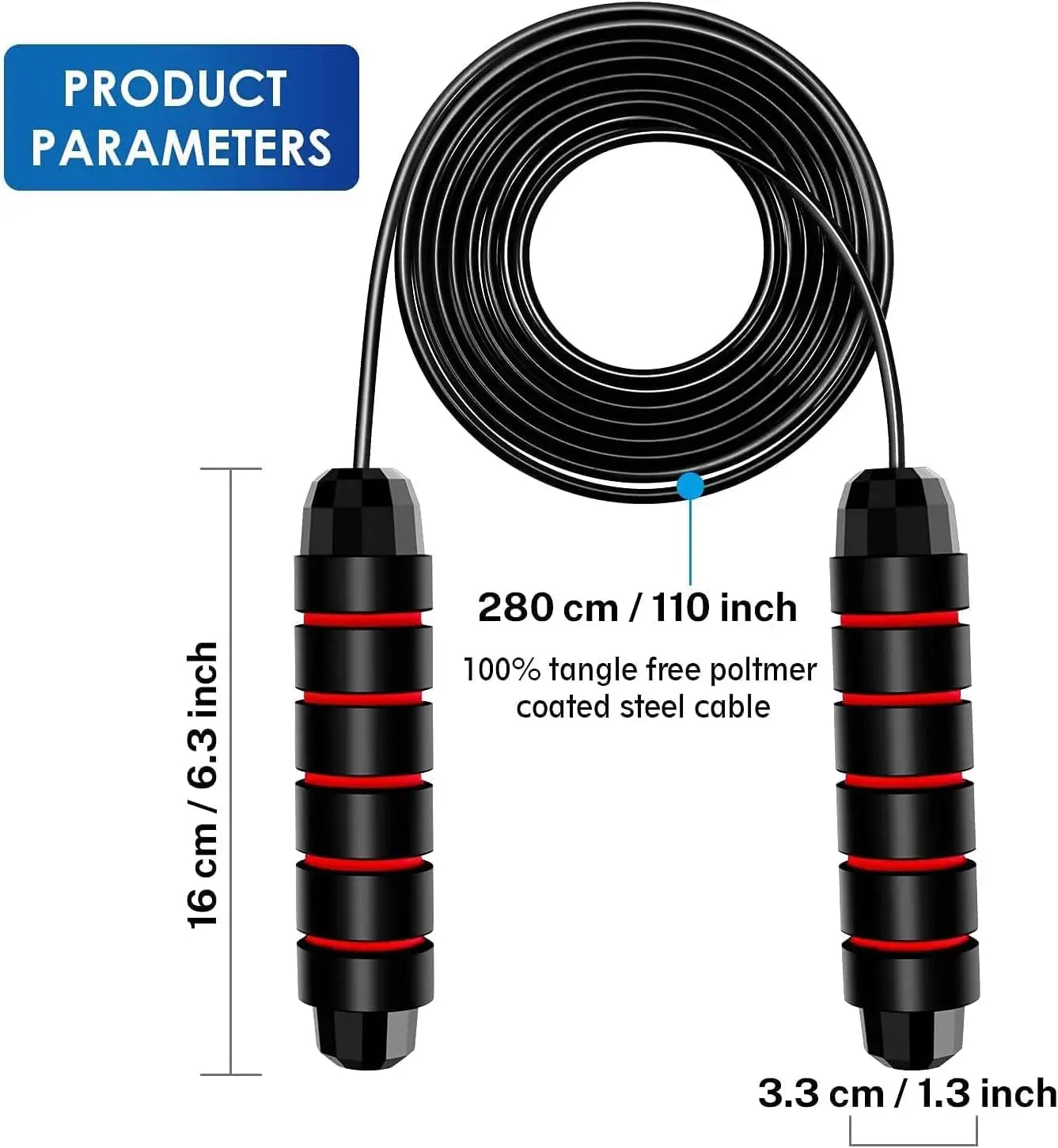 Adjustable Speed Jump Rope with Ball Bearings – Tangle-Free Fitness Skipping Rope