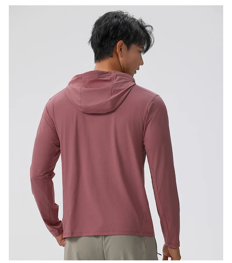 Men's Compression Hooded Long Sleeve Fitness T-Shirt – Running, Gym & Workout Performance Top