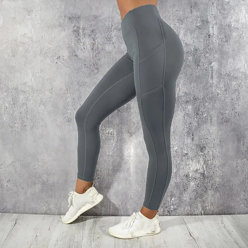 Women’s High Waist Yoga Leggings with Pockets – Butt Lifting Gym & Running Tights