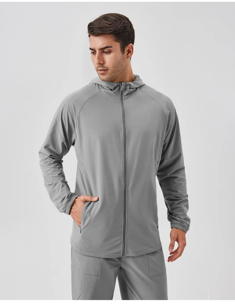 Men's Fitness Hoodie Long Sleeve Sport T-Shirt – Quick-Dry Slim Fit Gym & Running Top