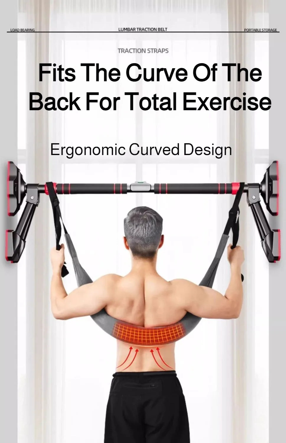 Lumbar Suspension Belt Household Spinal Stretch Horizontal Bar Traction Belt Soothing Waist Support for Back Pain Relief