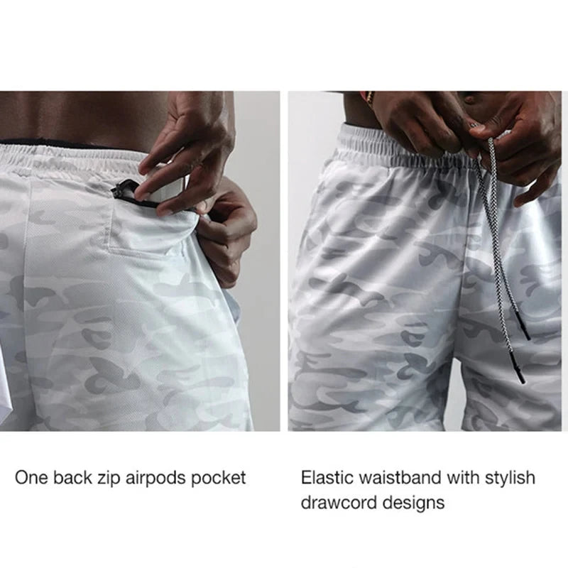 Men’s 2-in-1 Running Shorts – Double Layer Gym & Training Sports Shorts
