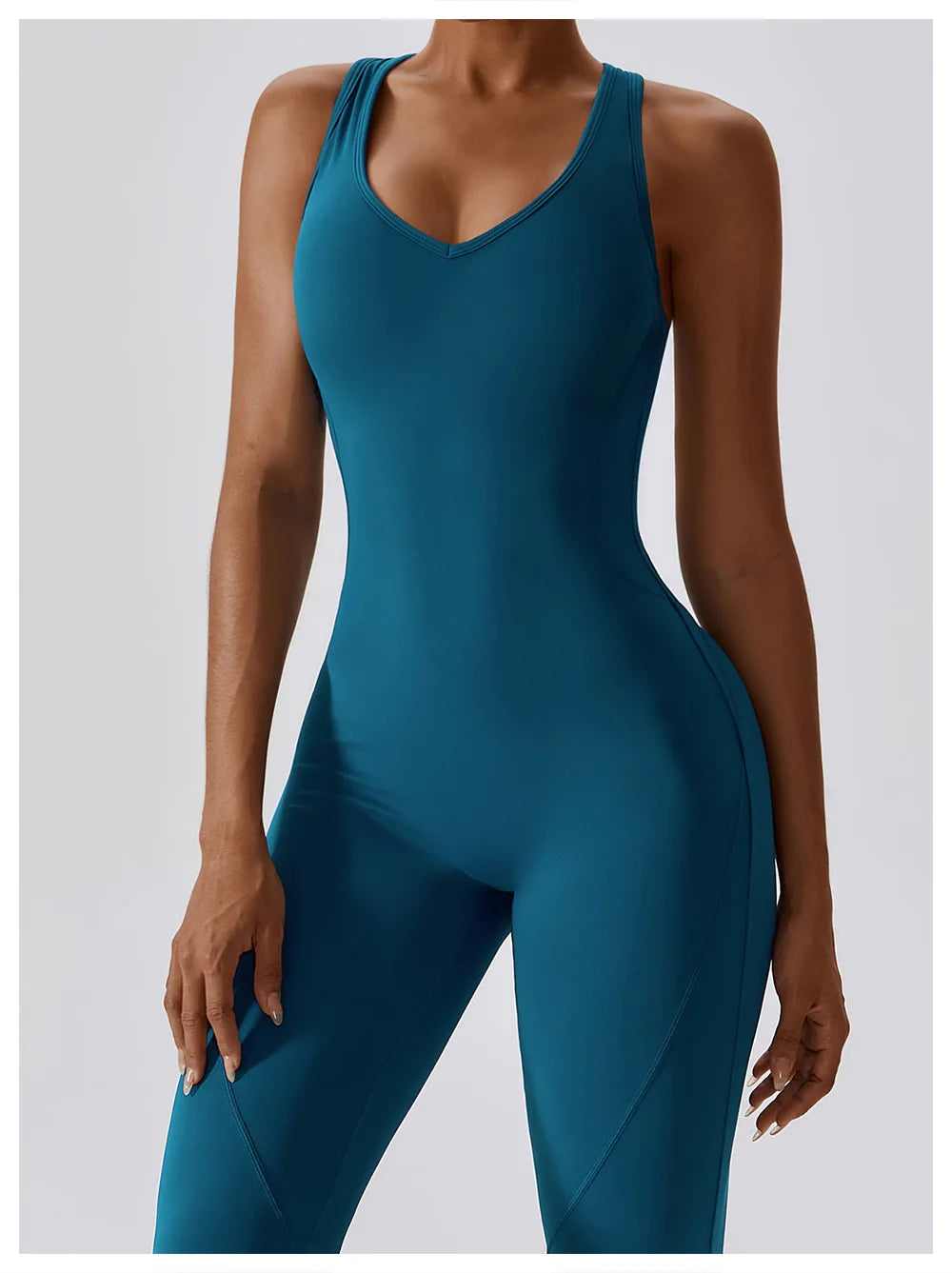 Women’s Solid Yoga Jumpsuit – One Piece Butt-Lifting Fitness Bodysuit
