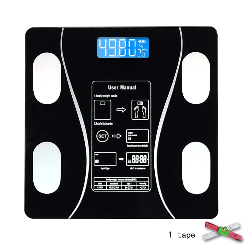 Smart Wireless Digital Bathroom Scale Bluetooth Body Fat Composition Analyzer with Smartphone App - Body Weight Tester