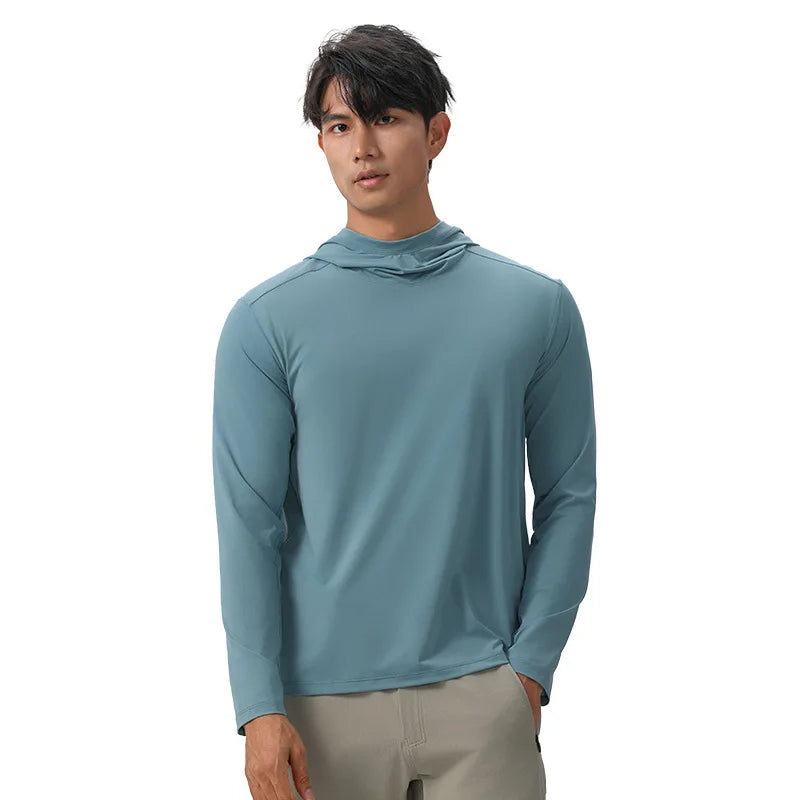 Men's Compression Hooded Long Sleeve Fitness T-Shirt – Running, Gym & Workout Performance Top