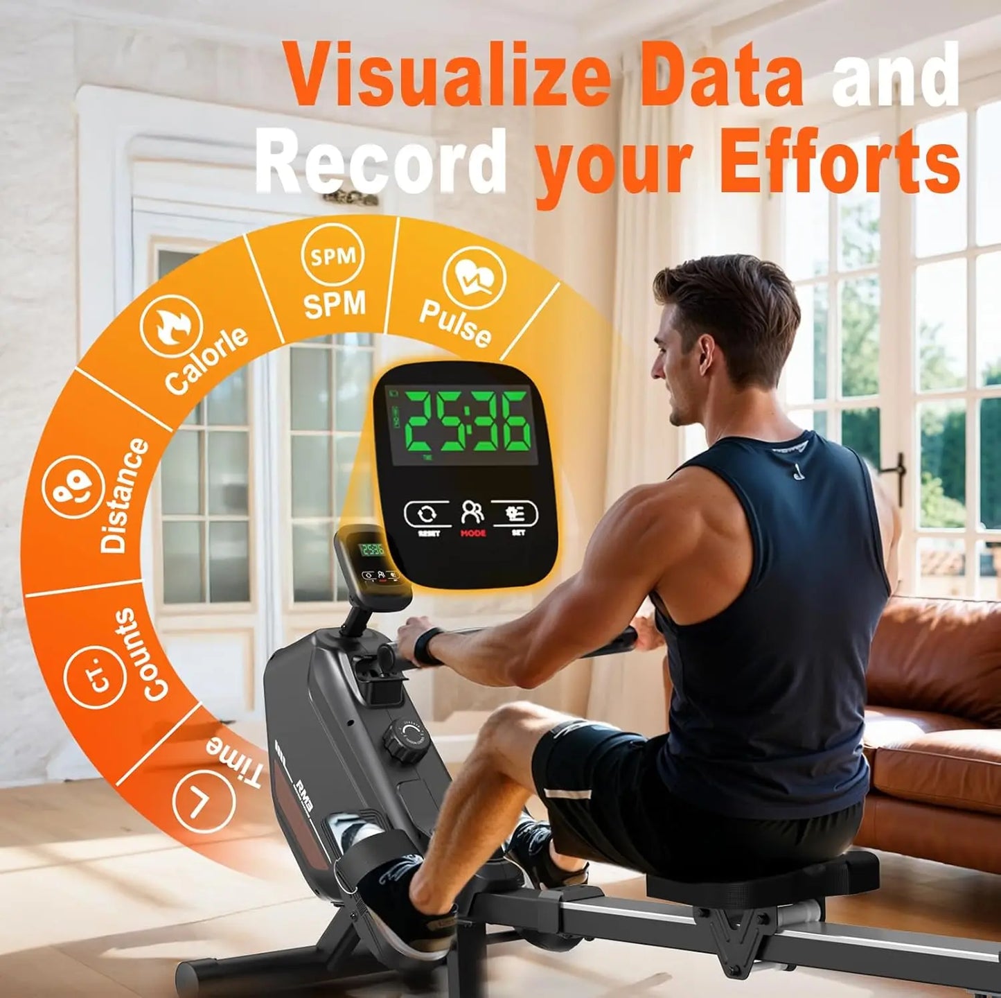MettleMatic RM3 Foldable Rowing Machine – Magnetic Resistance Home Cardio Trainer