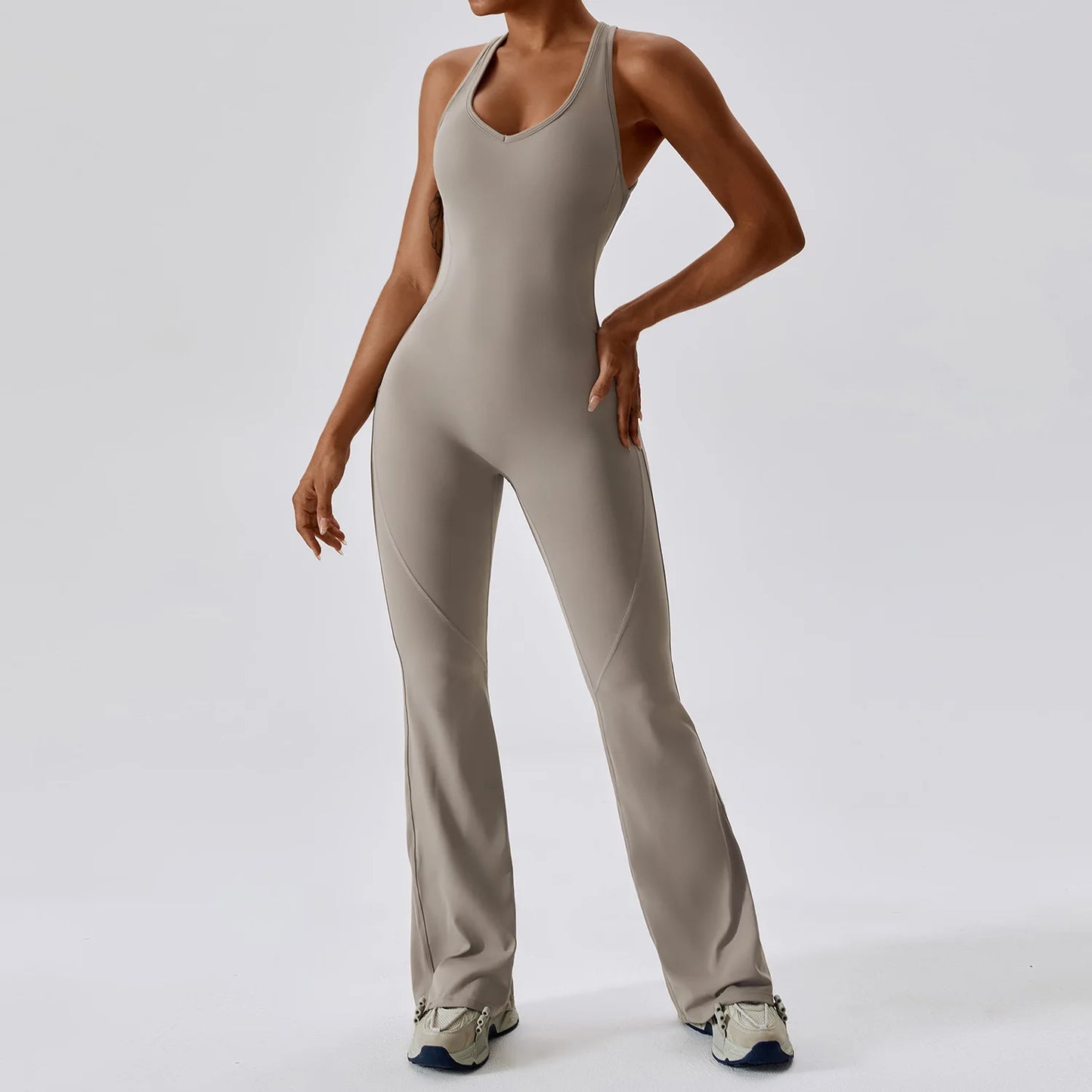 Women’s Solid Yoga Jumpsuit – One Piece Butt-Lifting Fitness Bodysuit