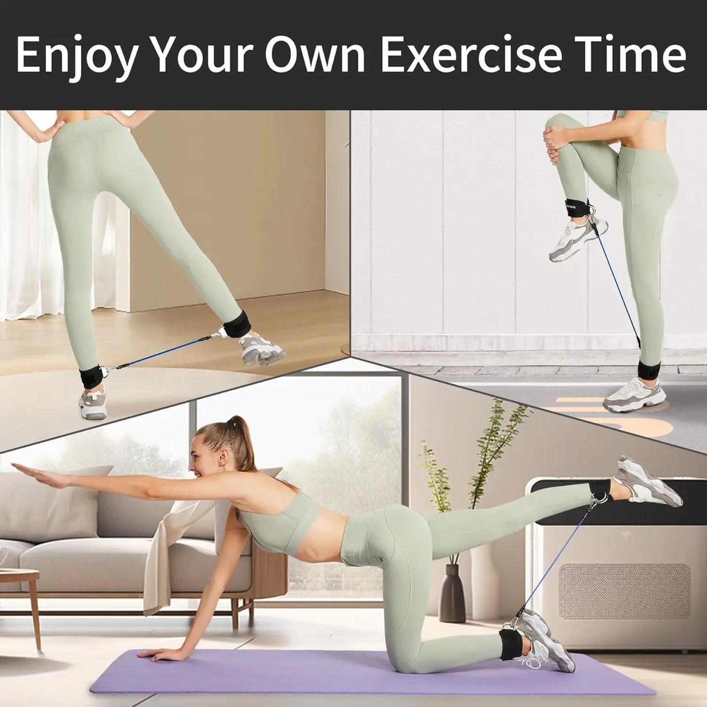 Ankle Straps Resistance Bands Set – Fitness Workout & Home Gym Training Equipment