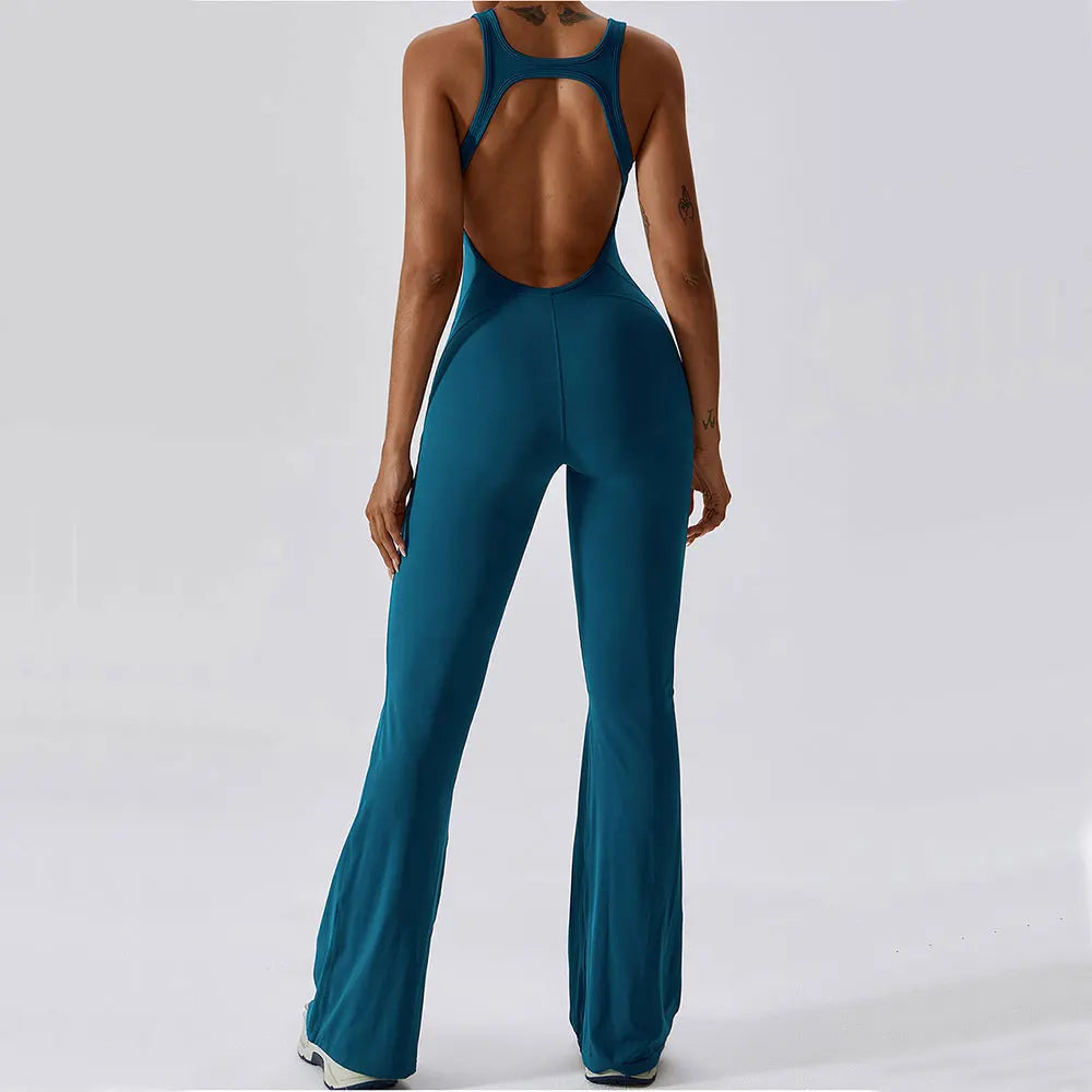 Women’s Solid Yoga Jumpsuit – One Piece Butt-Lifting Fitness Bodysuit