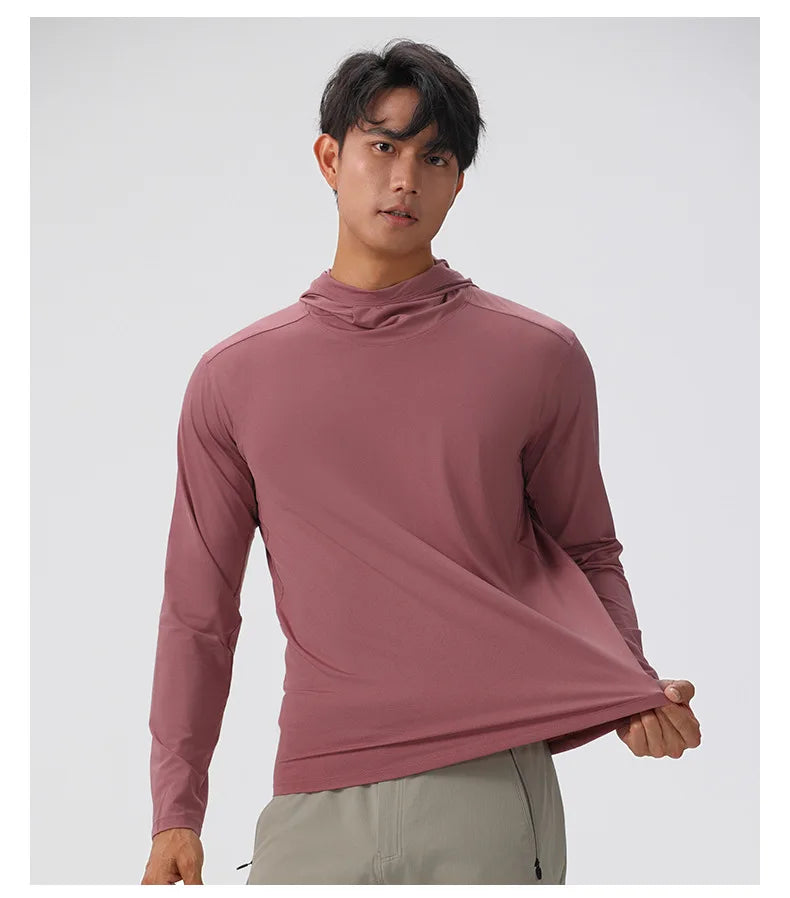 Men's Compression Hooded Long Sleeve Fitness T-Shirt – Running, Gym & Workout Performance Top