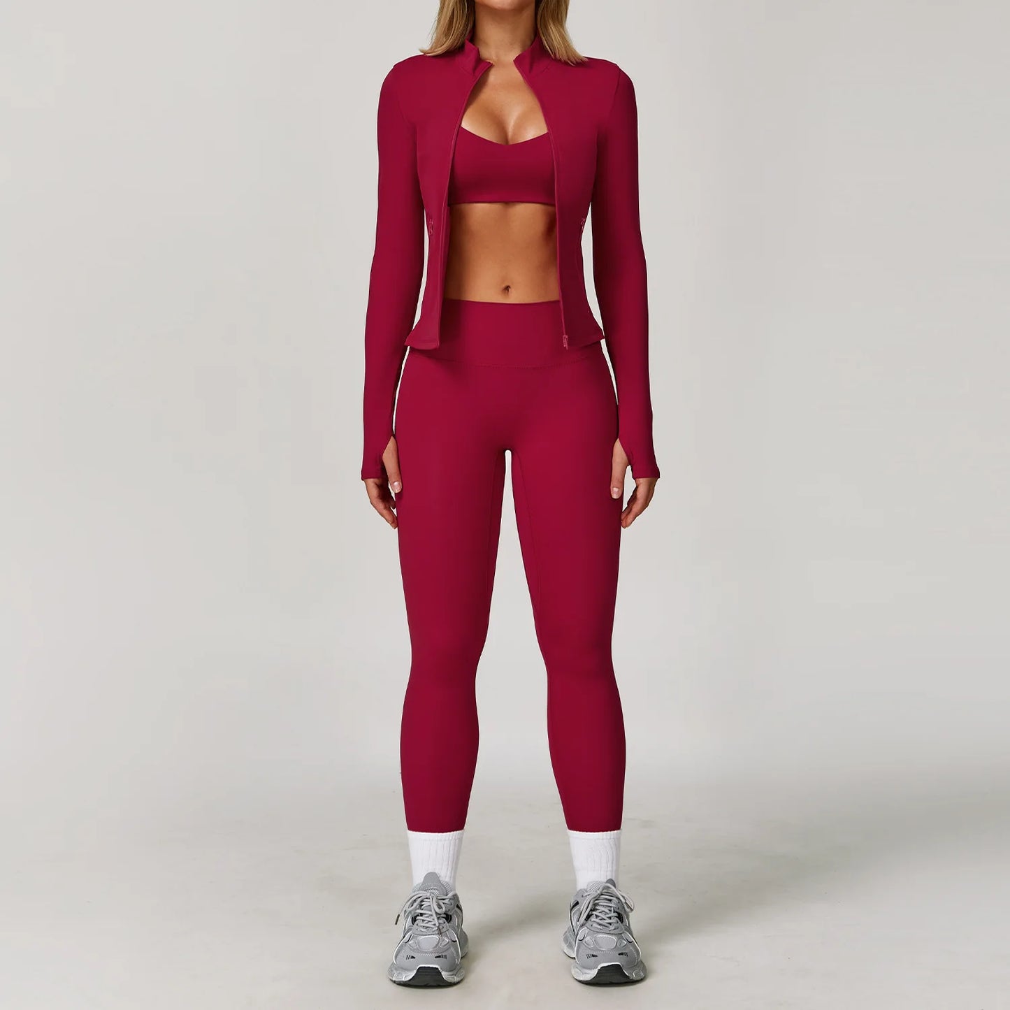 Women's Yoga Sports Set 2/3PCS Gym Workout Tracksuit Long Sleeve Sports Bra Athletic Wear Running Fitness Clothing