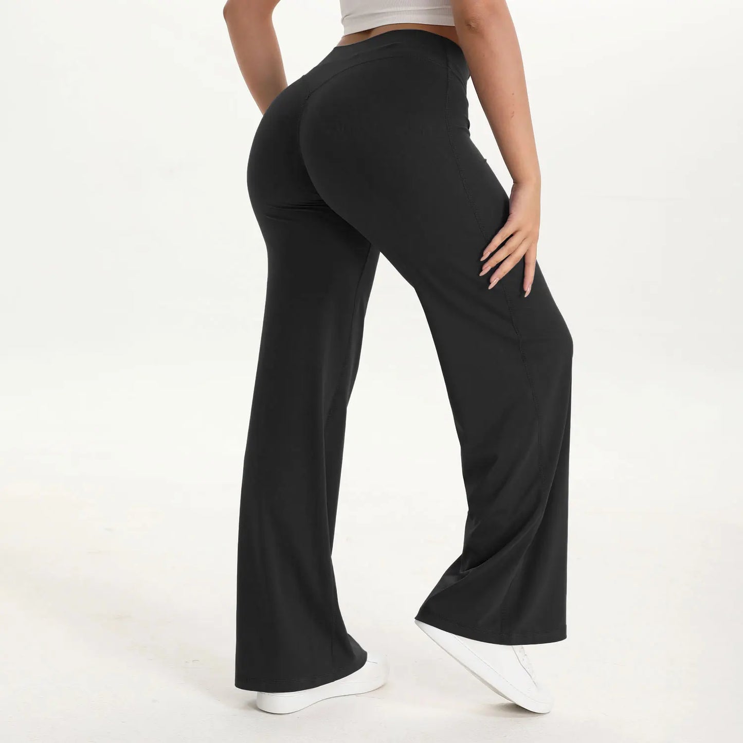 NCLAGEN SoftMotion Women’s Straight Leg Yoga Pants – Mid-Waist Gym & Pilates Leggings