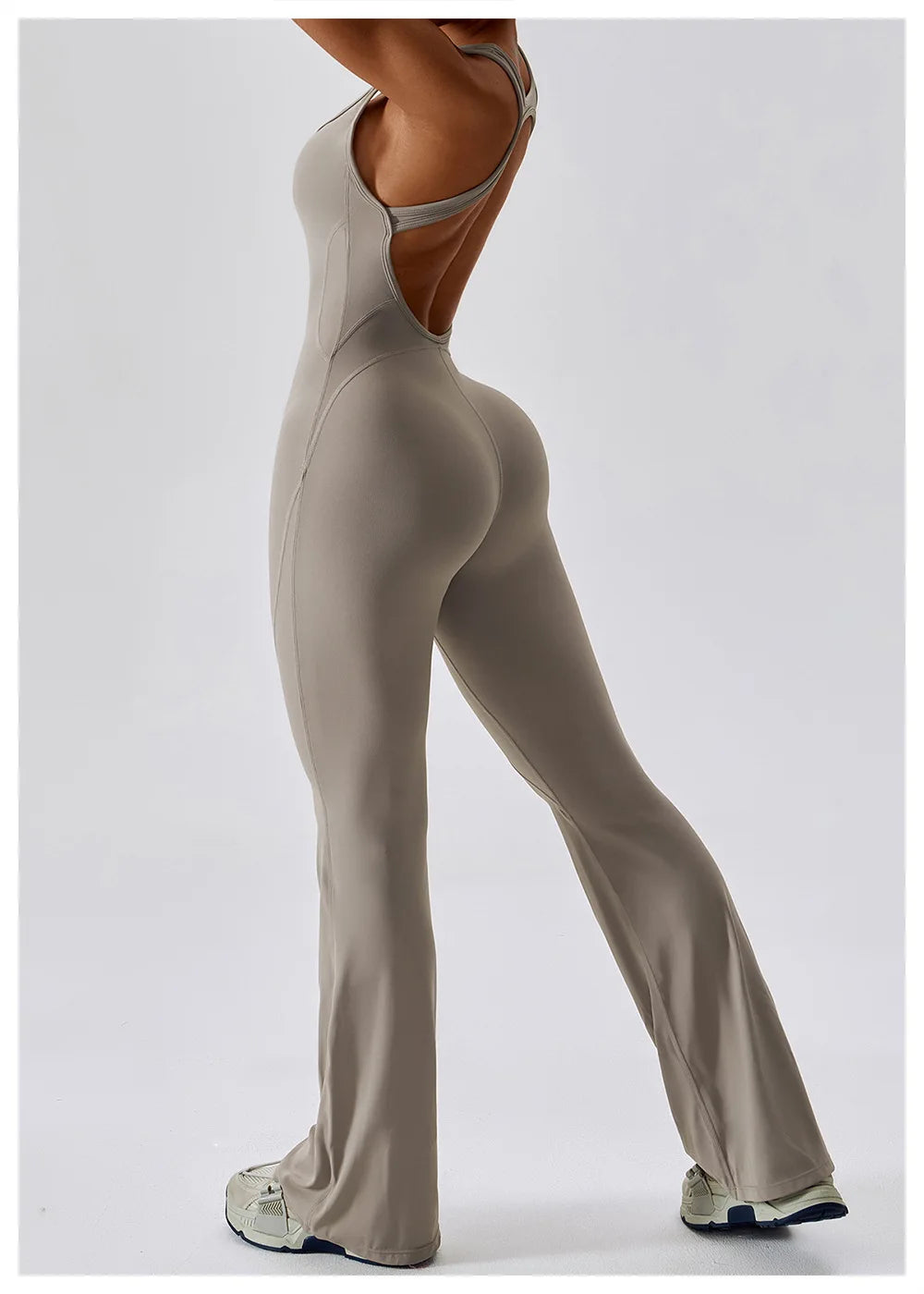 Women’s Solid Yoga Jumpsuit – One Piece Butt-Lifting Fitness Bodysuit